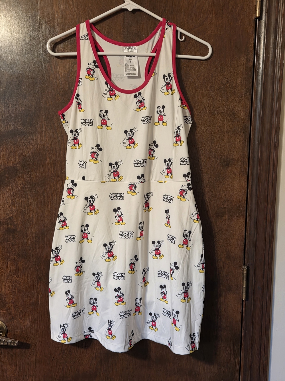 Disney White Dress with Pink Trim and Mickey Print